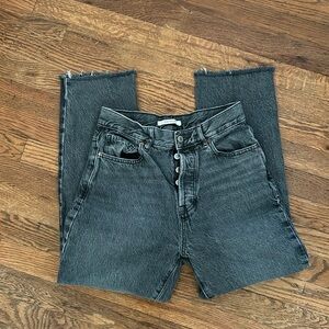 PacSun High Rise Straight Raw Hem Jeans in Black Sz 26